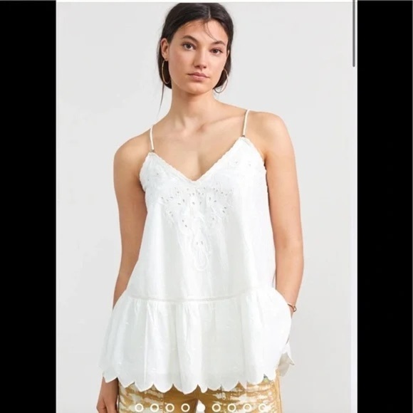 Anthropologie Let Me Be White Lace Peplum Tank NWT - Picture 1 of 10